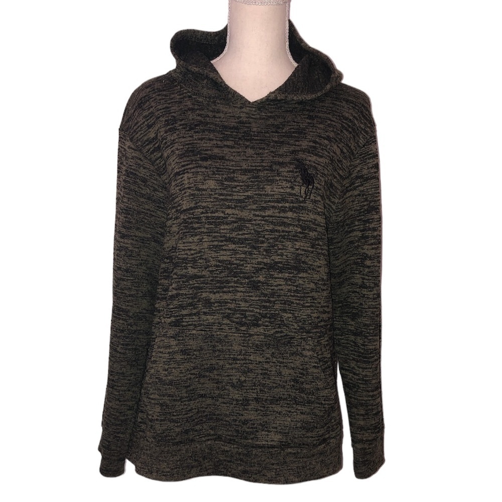HPC POLO Sweatshirt Men's Size Large Green Black Pullover Large Pony Hood